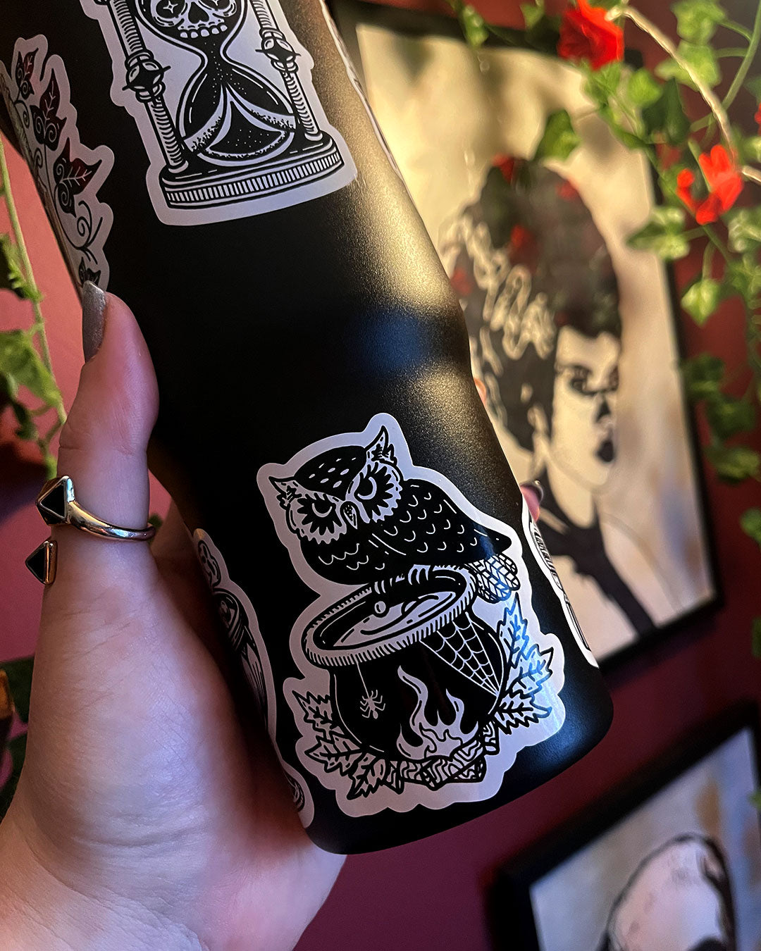 The Watchful Owl: White Vinyl Sticker