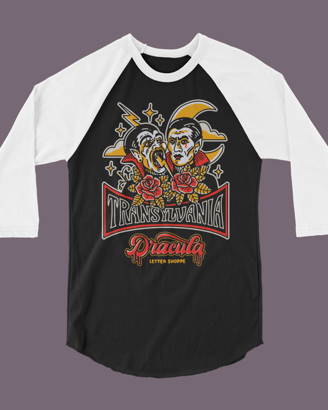 Vintage Dracula 3/4 Sleeve Raglan Shirt