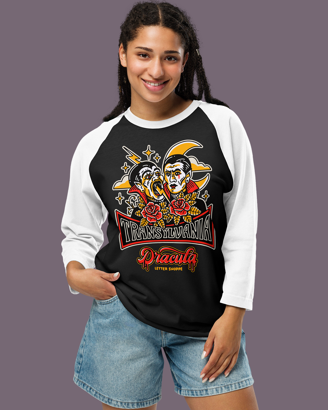 Vintage Dracula 3/4 Sleeve Raglan Shirt