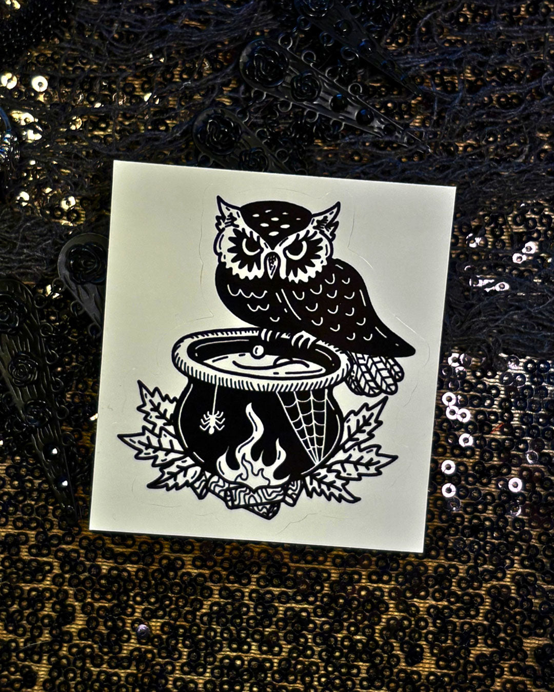 The Watchful Owl: White Vinyl Sticker