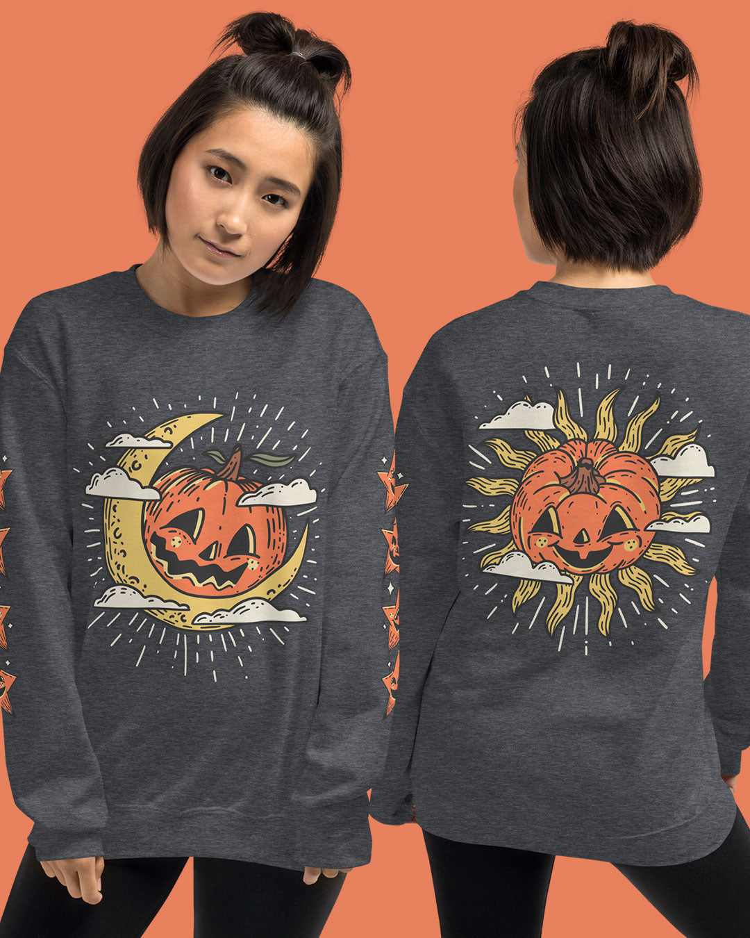 Vintage Pumpkin Moon & Sun Sweatshirt/Hoodie